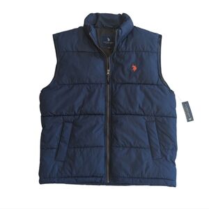 U.S. Polo Assn. Full Zip Puffer Vest Classic Blue Front Pockets Size Large NWT